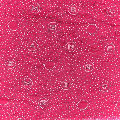 Chanel Cashmere CC Polka Dot Fringe Stole Burgundy White 2 of 4