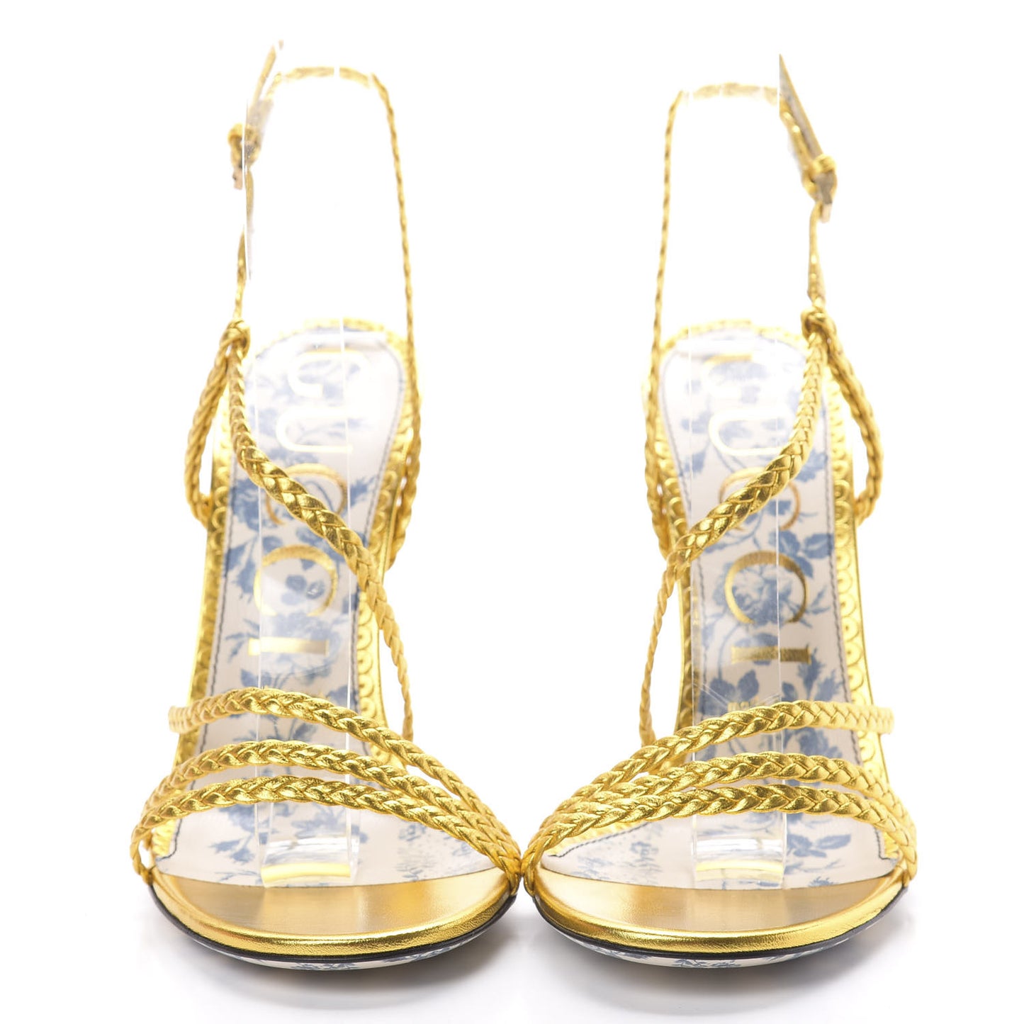 Metallic Nappa Braided Haines High Heel Sandals 38 Gold