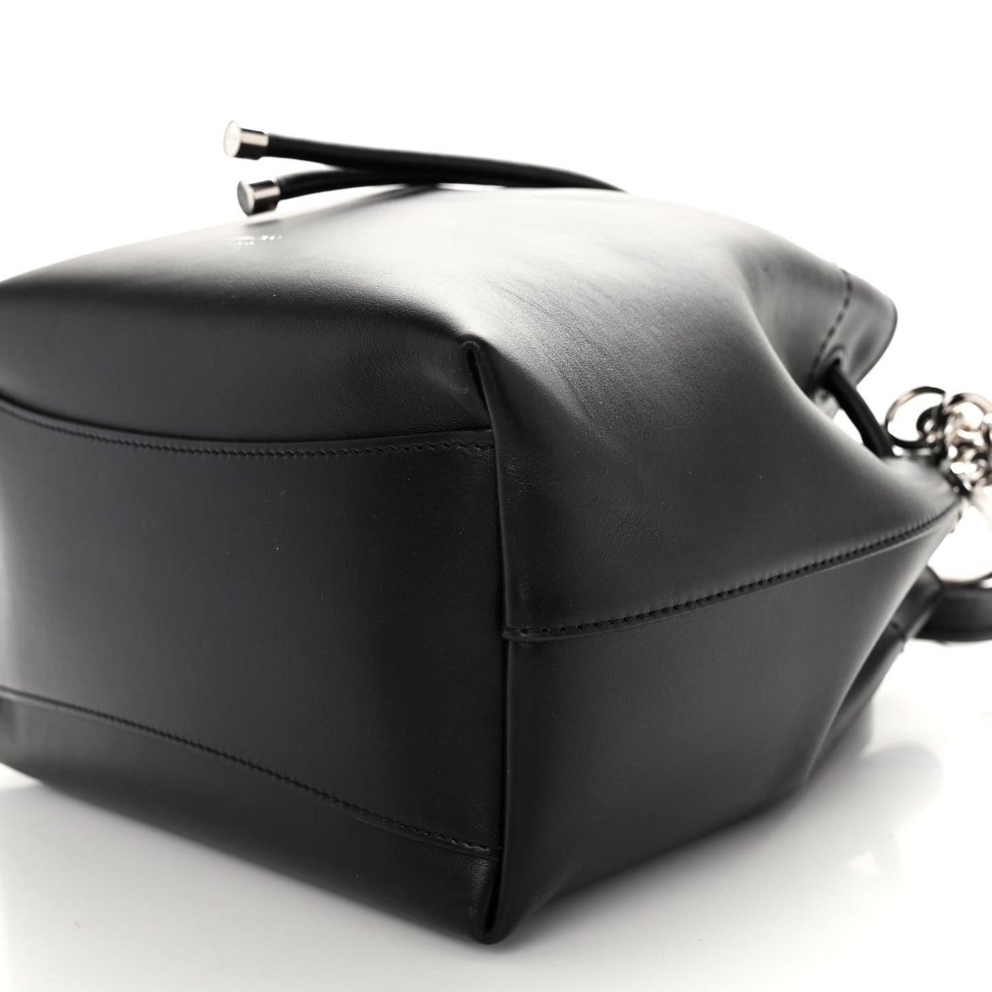 Smooth Shiny Calfskin Bon Bon Bucket Bag Black