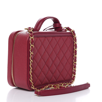 Chanel Caviar Quilted Medium CC Filigree Vanity Case Burgundy 3 of 10
