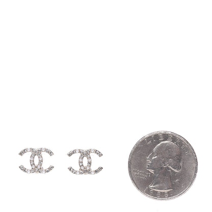 Chanel Pearl Crystal CC Charms Stud Earrings Light Gold 2 of 5