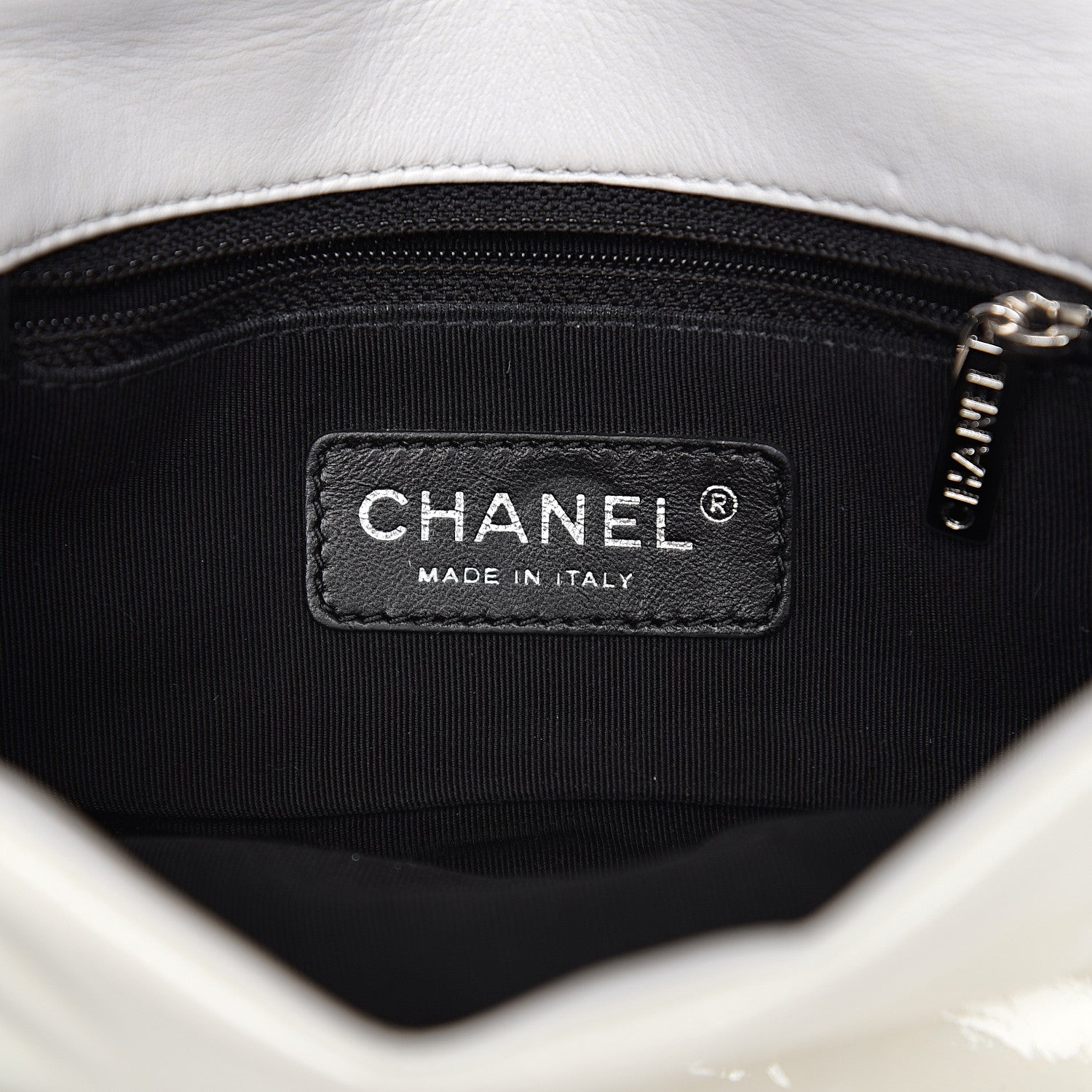 Chanel Patent Perforated Woven Mini Flap White Black 5 of 9