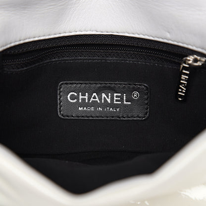 Chanel Patent Perforated Woven Mini Flap White Black 5 of 9