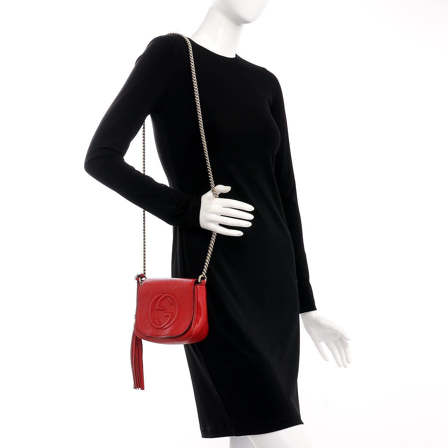Gucci Pebbled Calfskin Small Soho Flap Crossbody Red 2 of 11
