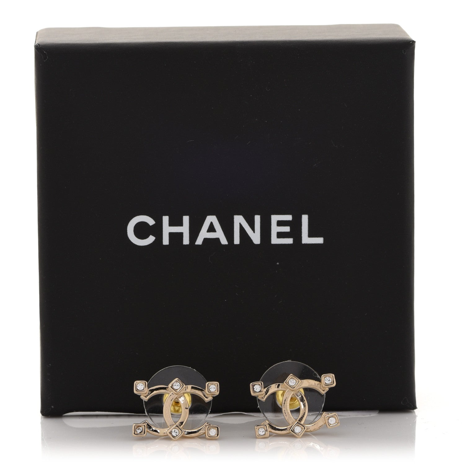 Chanel Crystal CC Earrings Gold 5 of 5