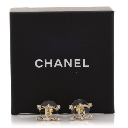 Chanel Crystal CC Earrings Gold 5 of 5