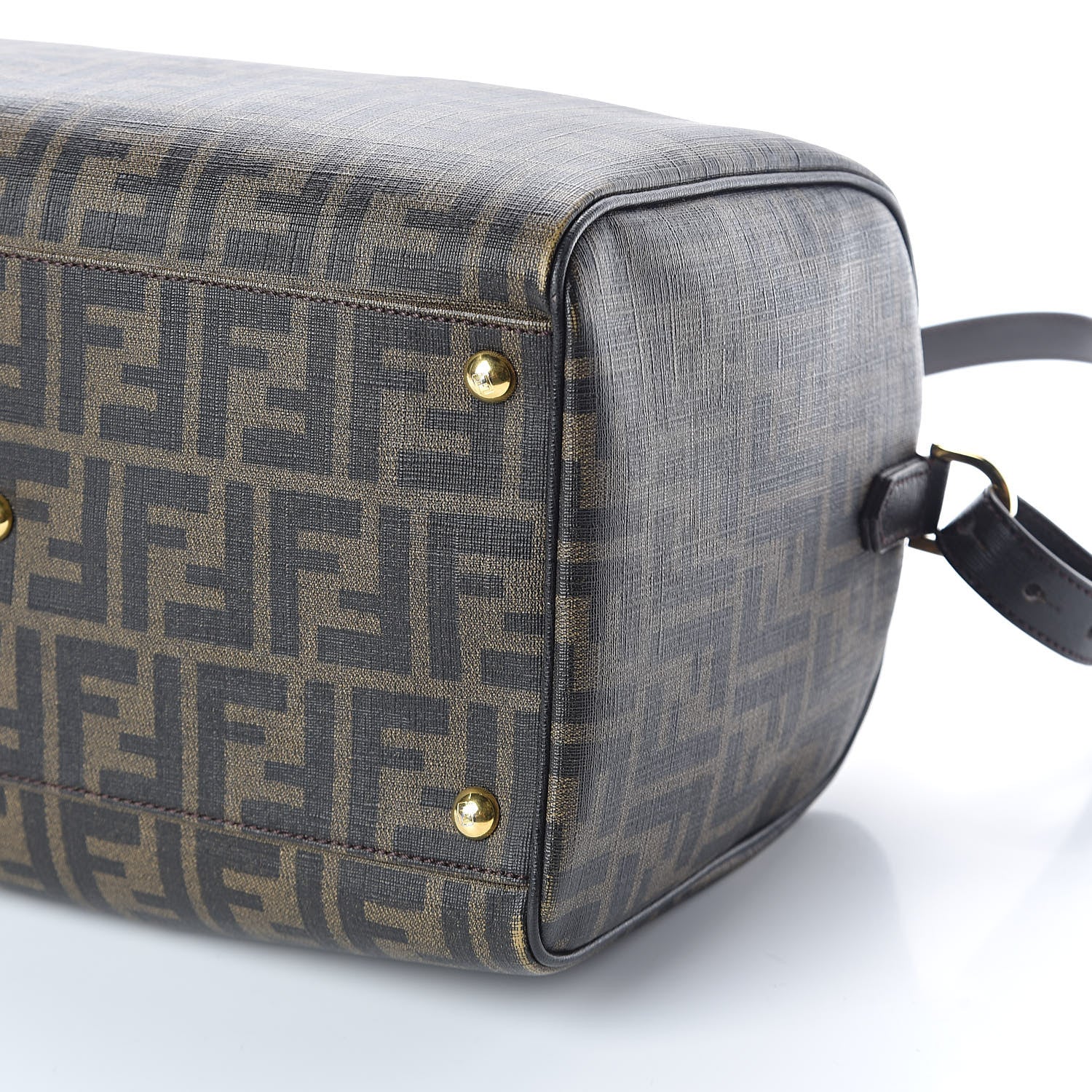 Fendi Zucca Spalmati Vitello Elite Medium Convertible Boston Satchel Tobacco Ebano 9 of 9