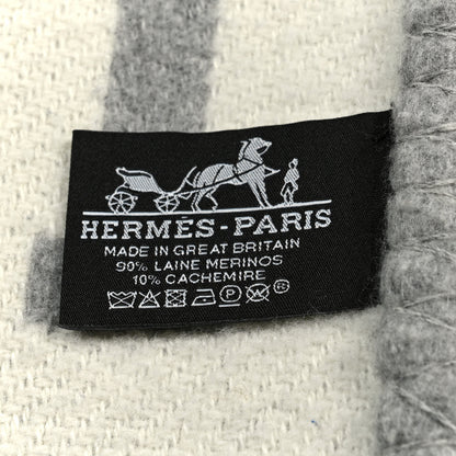 Hermes Wool Cashmere Avalon III Blanket Ecru Gris Clair 3 of 3