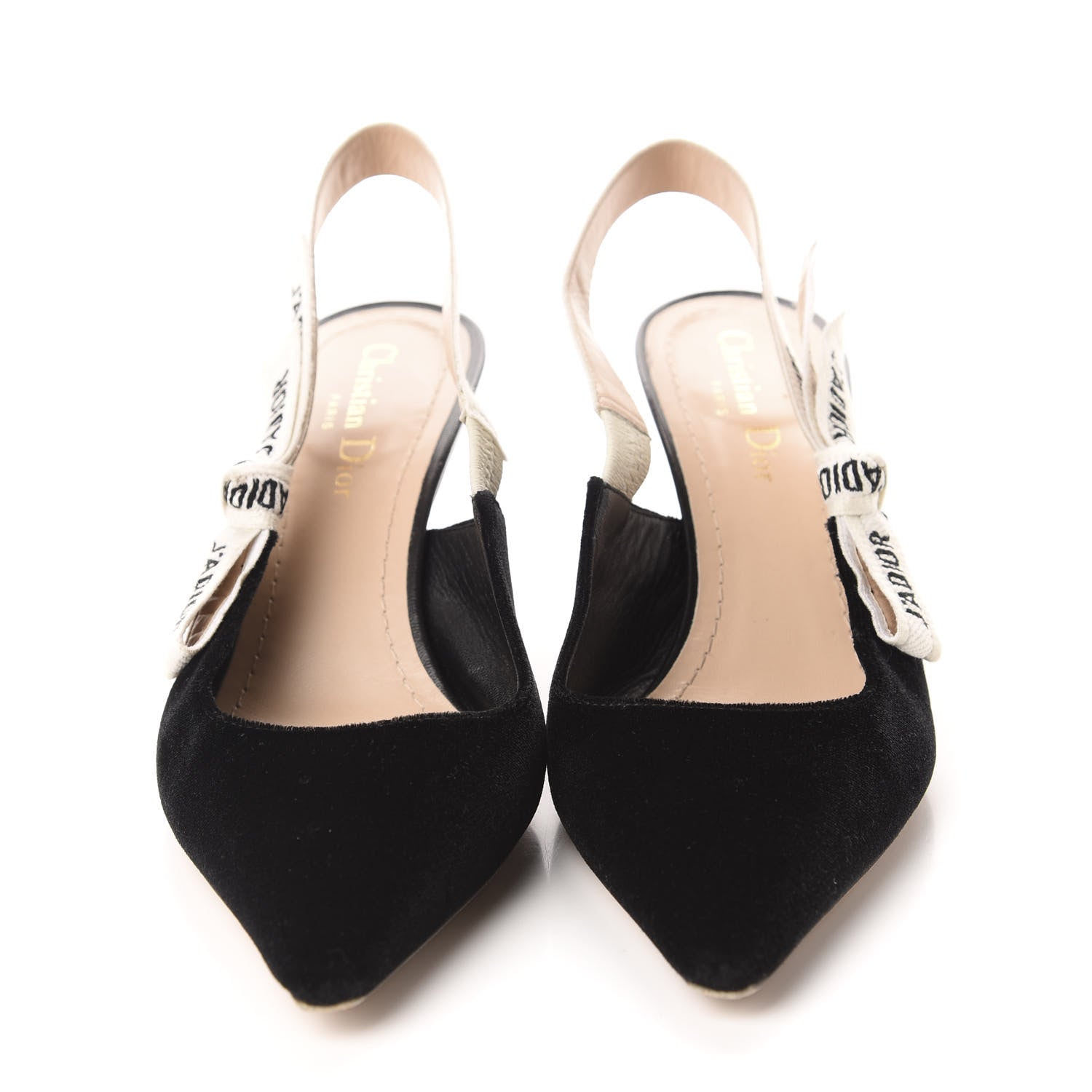 Christian Dior Velvet Ribbon J'Adoir Slingback 65mm Pumps 38.5 Black 2 of 9