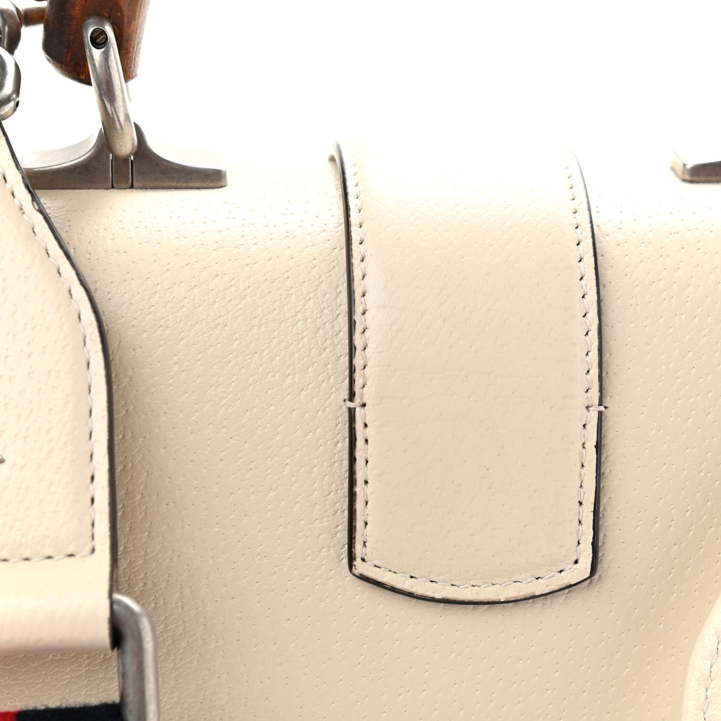 Textured Calfskin Crystal Bamboo Web Mini Dionysus Top Handle Bag Mystic White