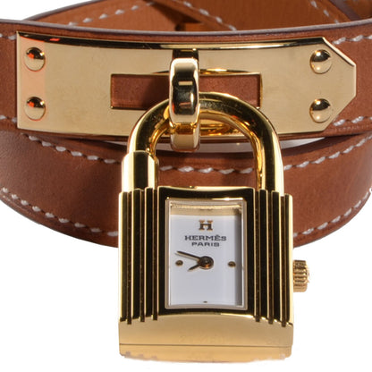 Hermes Stainless Steel Barenia 20mm Kelly Cadena Double Tour Quartz Watch Fauve 4 of 11