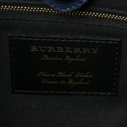 Burberry Derby Calfskin House Check Medium Banner Tote Ink Blue 6 of 9