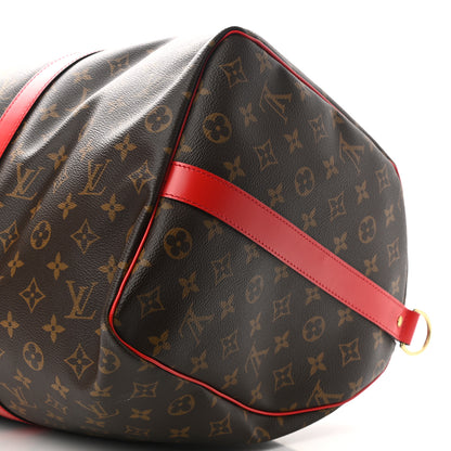 Louis Vuitton Calfskin Monogram Keepall Bandouliere 50 Coquelicot 10 of 10