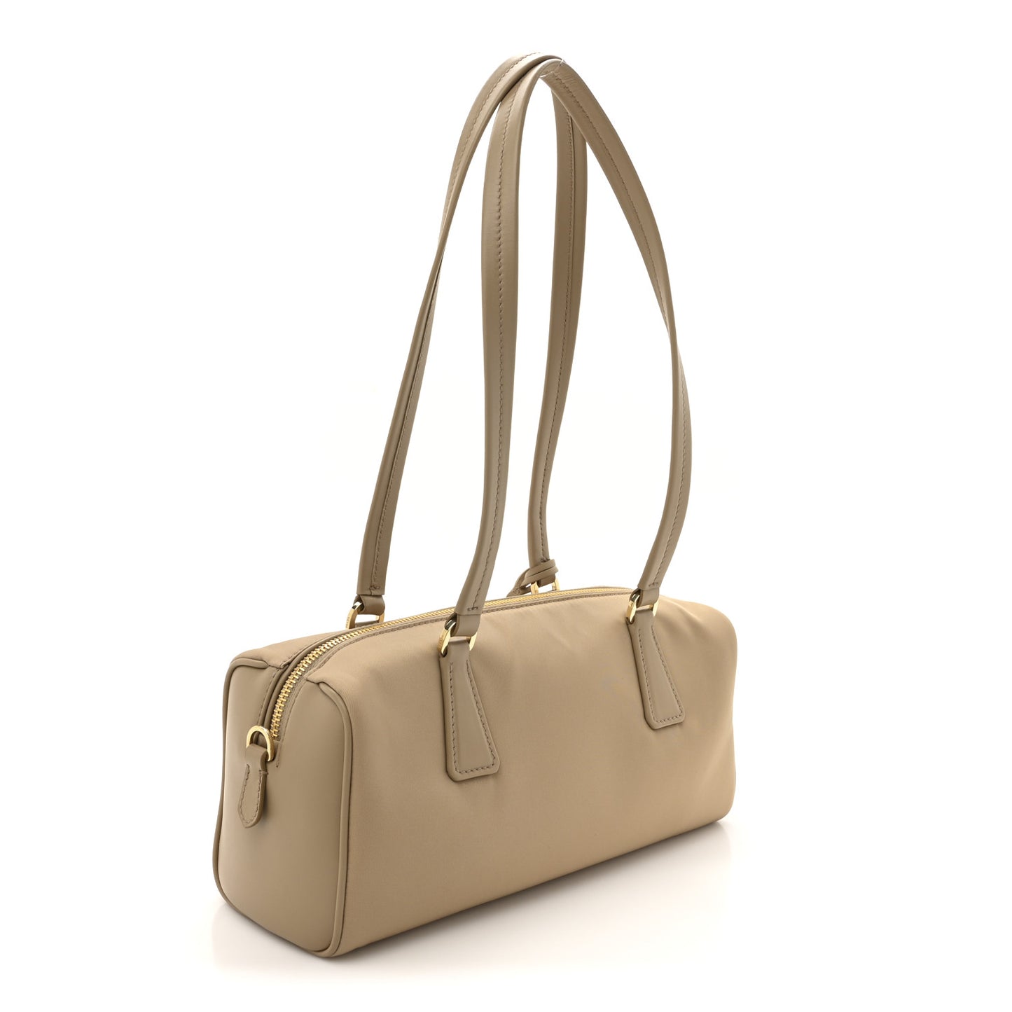 Re-Nylon Vitello Medium Top Handle Bag With Padlock Cammeo