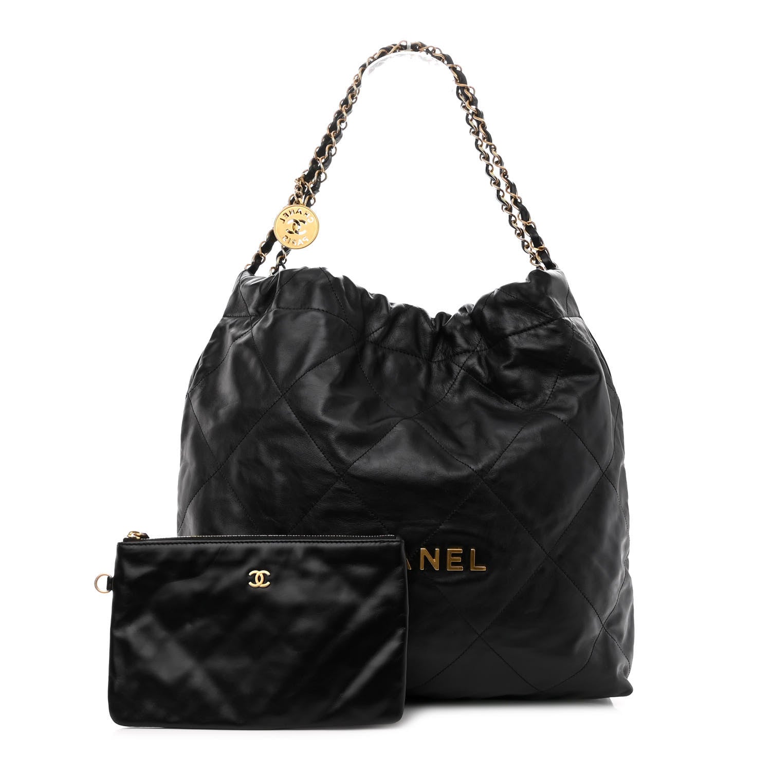 Chanel Shiny Calfskin Quilted Chanel 22 Black 1 of 11