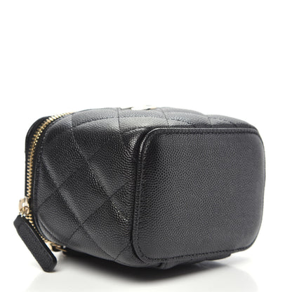 Chanel Caviar Quilted Mini Pearl On Top Vanity Case With Chain Black 4 of 10