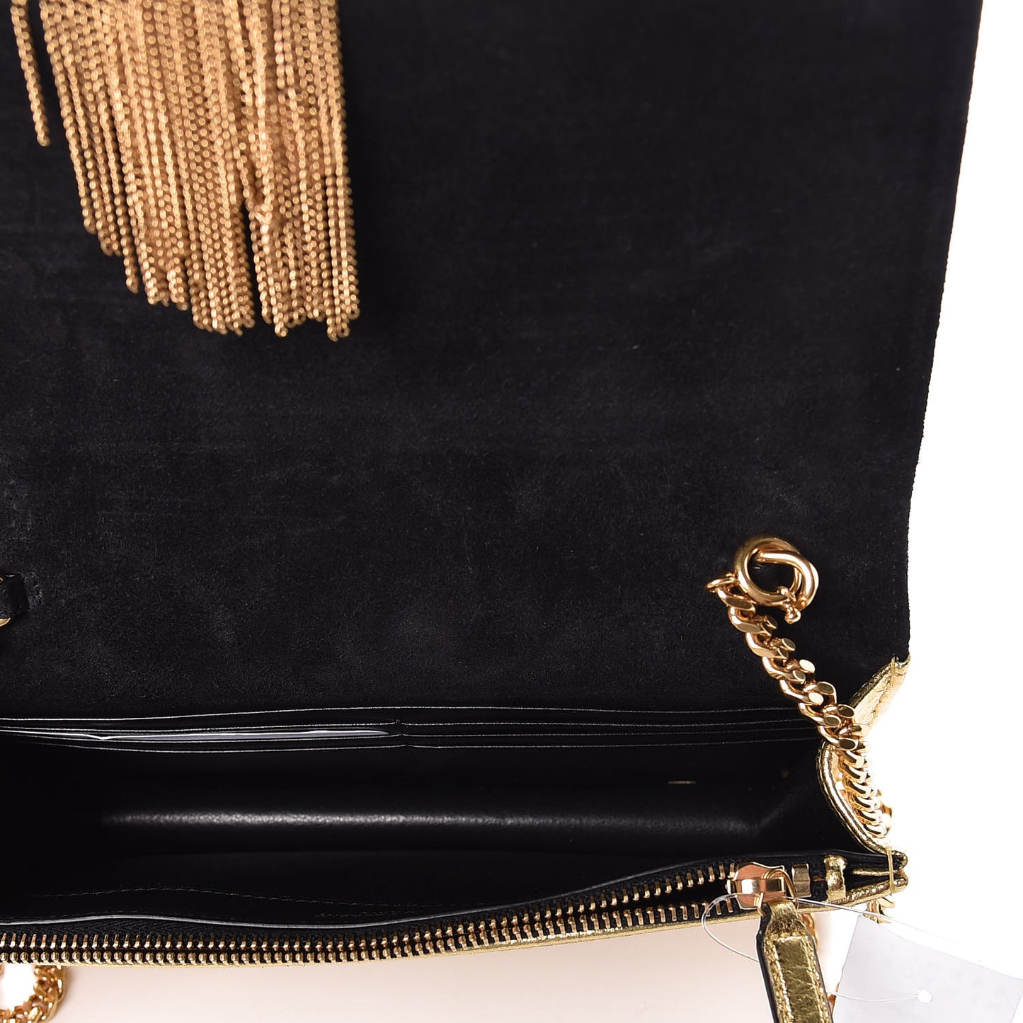 Metallic Goatskin Lambskin Classic Monogram Kate Tassel Chain Wallet Gold
