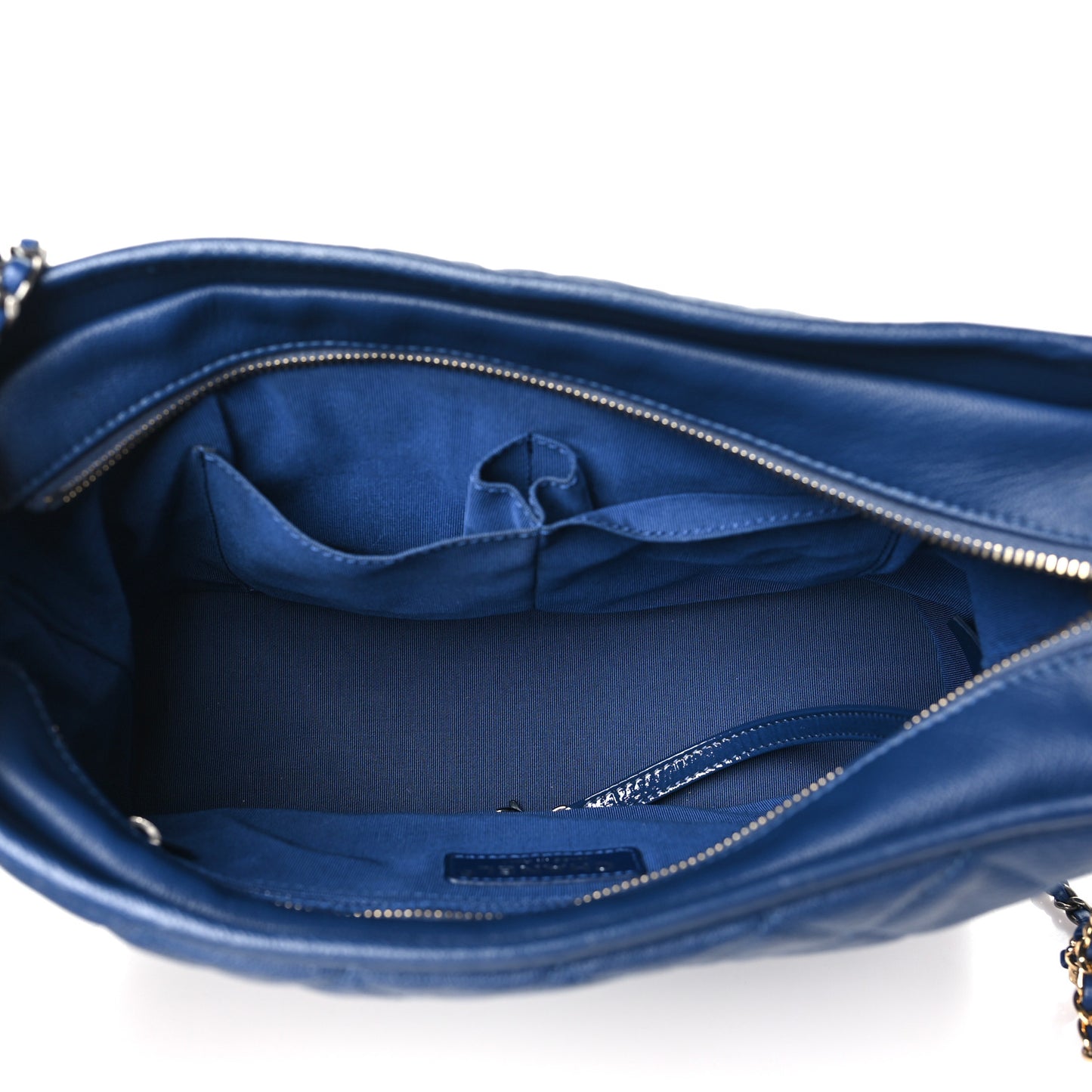 Patent Goatskin Quilted Medium Gabrielle Hobo Blue
