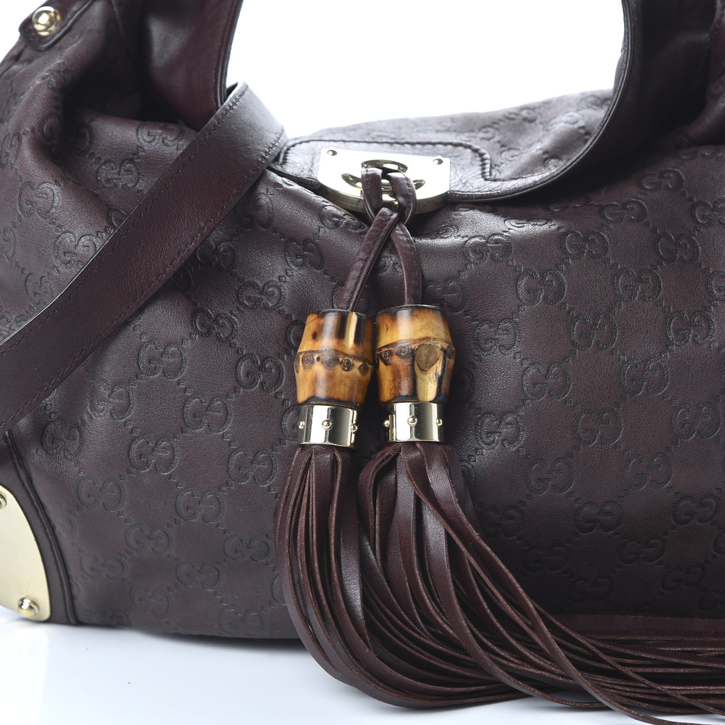 Guccissima Medium Indy Top Handle Hobo Dark Brown
