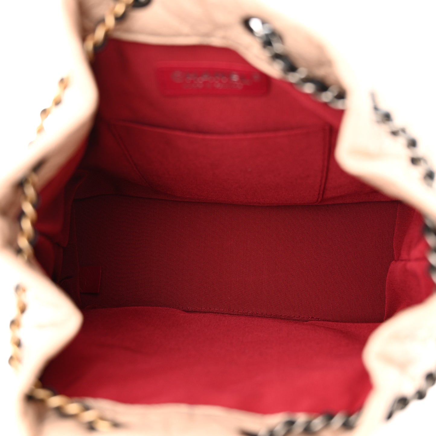 Aged Calfskin Quilted Gabrielle Backpack Beige Black