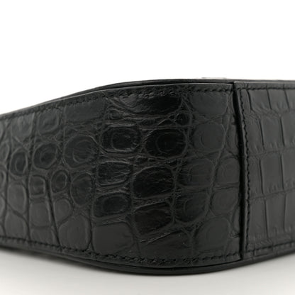 Saint Laurent Calfskin Crocodile Embossed LE 5 A 7 Hobo Black 9 of 11