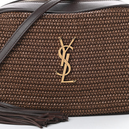 Saint Laurent Raffia Canvas Monogram Lou Camera Bag Dark Chocolate 8 of 10