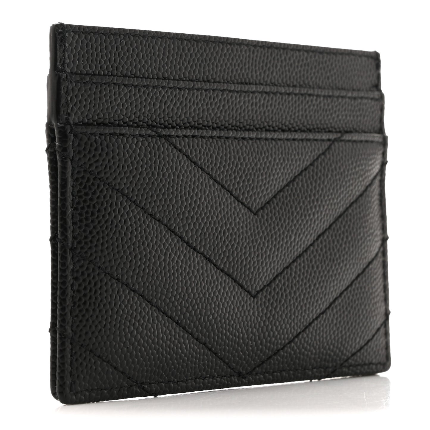 Grain De Poudre Matelasse Chevron Monogram Credit Card Case Black