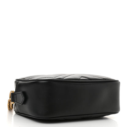 Gucci Calfskin Matelasse Mini GG Marmont Chain Shoulder Bag Black 4 of 10