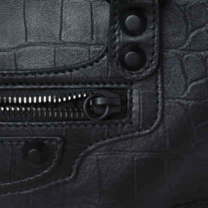 Balenciaga Matte Supple Lambskin Crocodile Embossed Classic Black Hardware S City Black 10 of 12