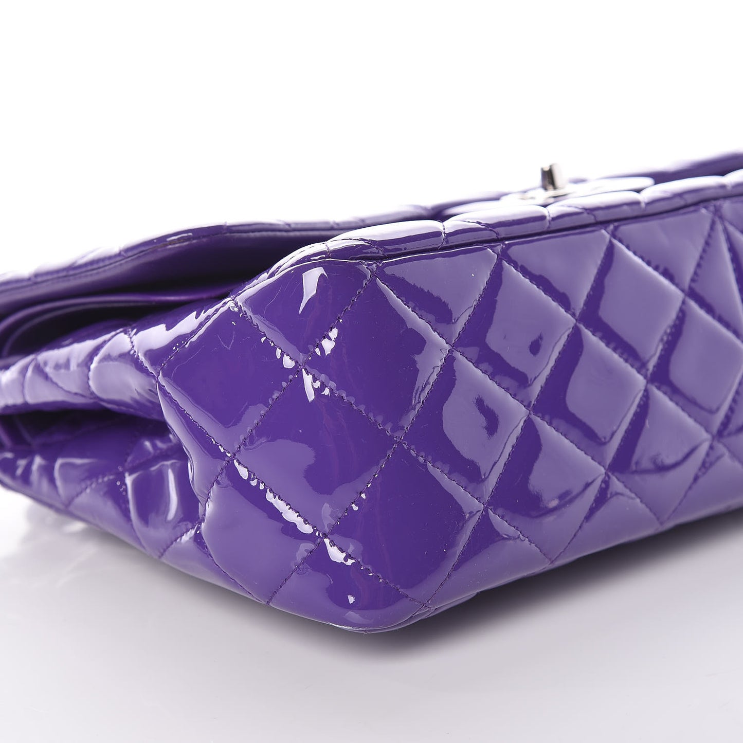 Patent Calfskin Quilted Jumbo Double Flap Purple