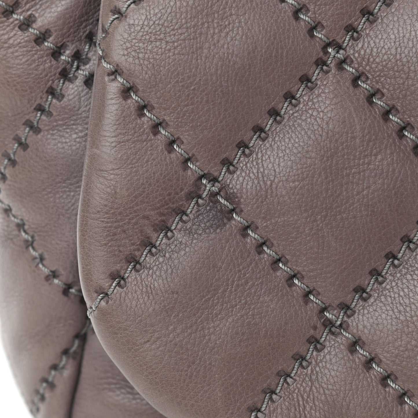 Calfskin Quilted Retro Chain Flap Grey