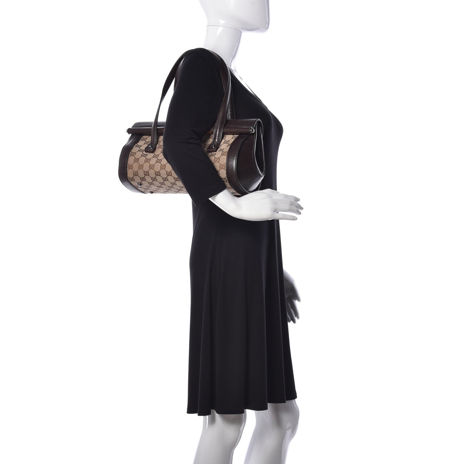 Gucci Monogram Bamboo Bullet Bag Dark Brown 2 of 9