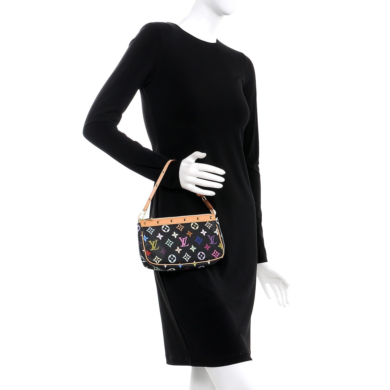 Louis Vuitton Monogram Multicolor Pochette Accessories Black 2 of 9