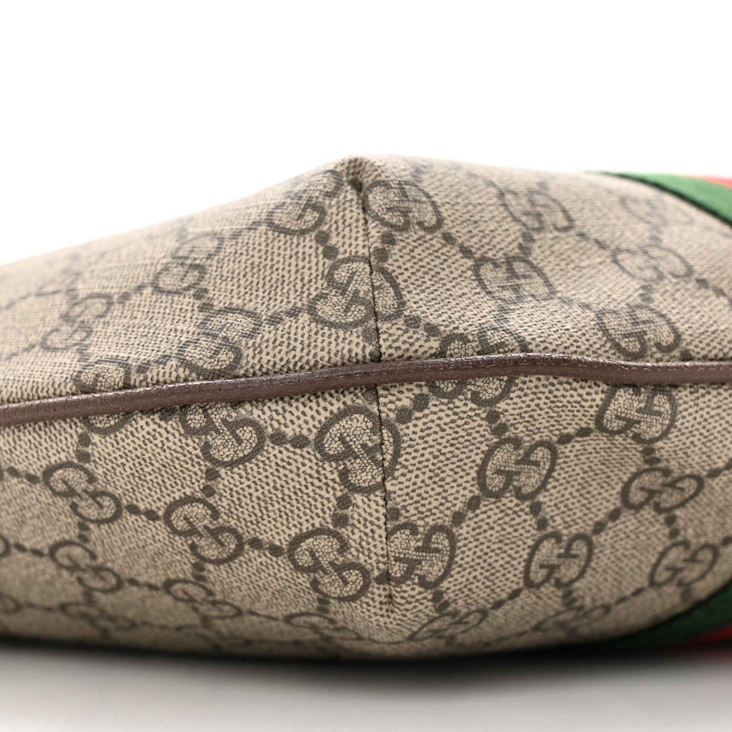 Gucci GG Supreme Monogram Textured Dollar Calfskin Web Small Ophidia Half Moon Hobo Beige Ebony New Acero 9 of 12