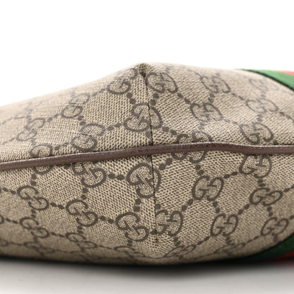 Gucci GG Supreme Monogram Textured Dollar Calfskin Web Small Ophidia Half Moon Hobo Beige Ebony New Acero 9 of 12