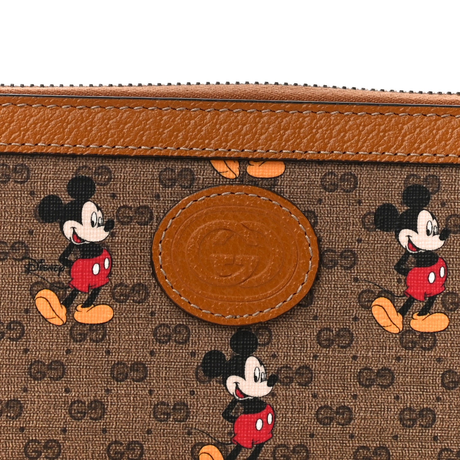 Gucci X DISNEY Mini Vintage GG Supreme Monogram Mickey Mouse Zip Around Wallet Beige Vintage Sun Oil 7 of 10