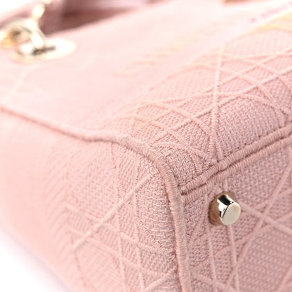Christian Dior Canvas Embroidered Cannage Medium Lady D-Lite Pink 7 of 13