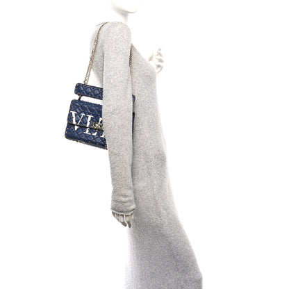 Valentino Garavani Nappa VLTN Print Medium Rockstud Spike Shoulder Bag Pure Blue White 2 of 11