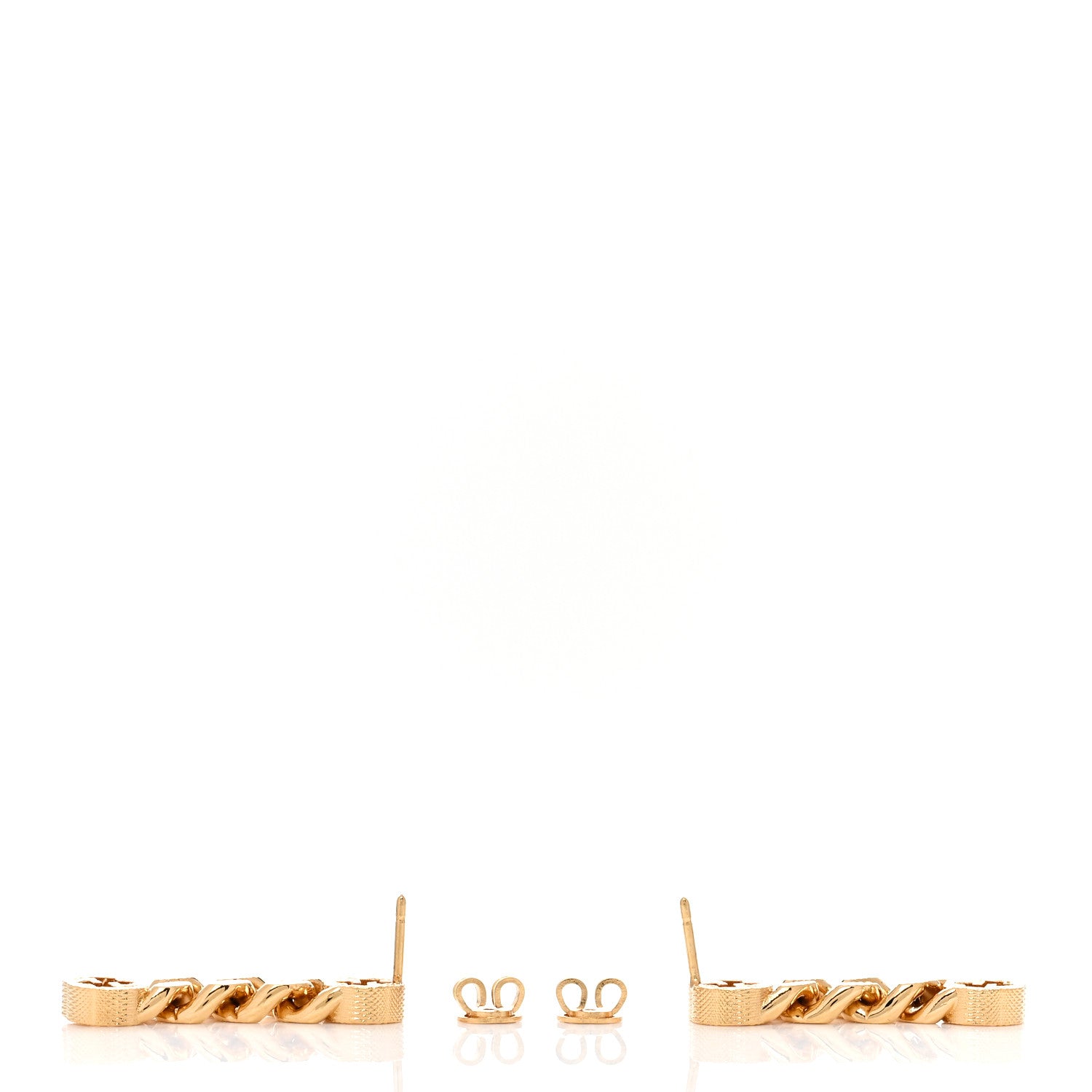 Gucci Metal Double Interlocking G Chain Drop Earrings Gold 3 of 3