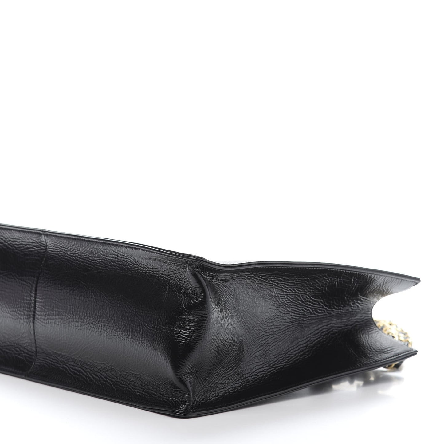 Shiny Aged Calfskin Shopping Bag Black