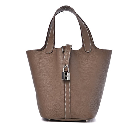 Hermes Taurillon Clemence Picotin Lock 18 PM Etoupe 1 of 10