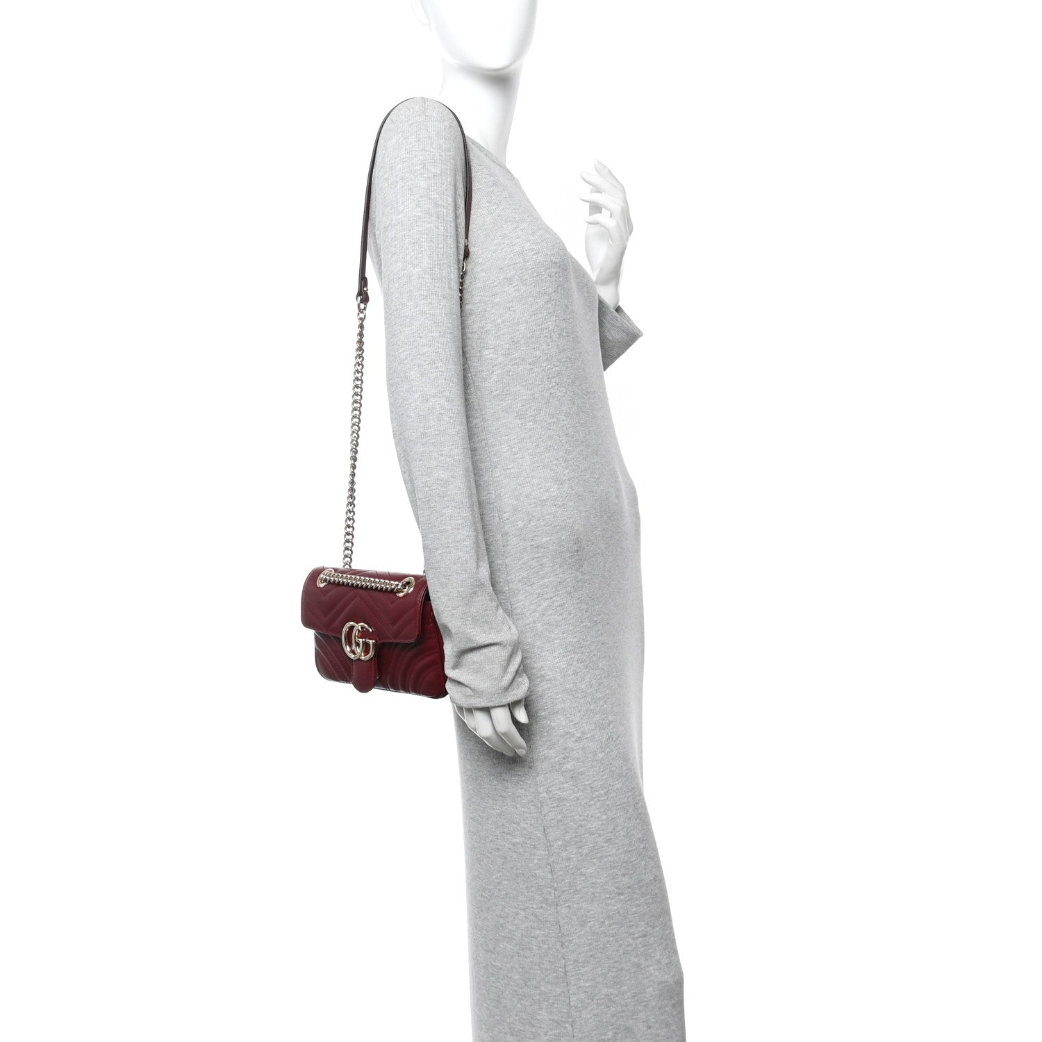 Gucci Calfskin Matelasse Mini GG Marmont Shoulder Bag Rosso Ancora 2 of 11