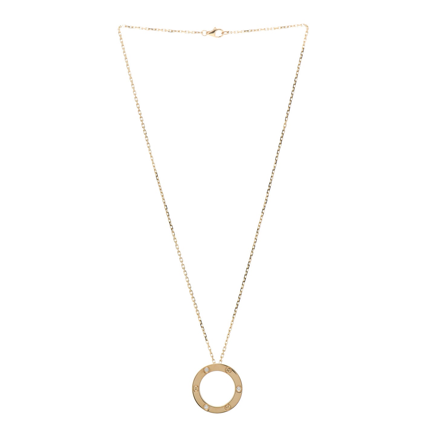 18K Yellow Gold 3 Diamonds LOVE Pendant Necklace