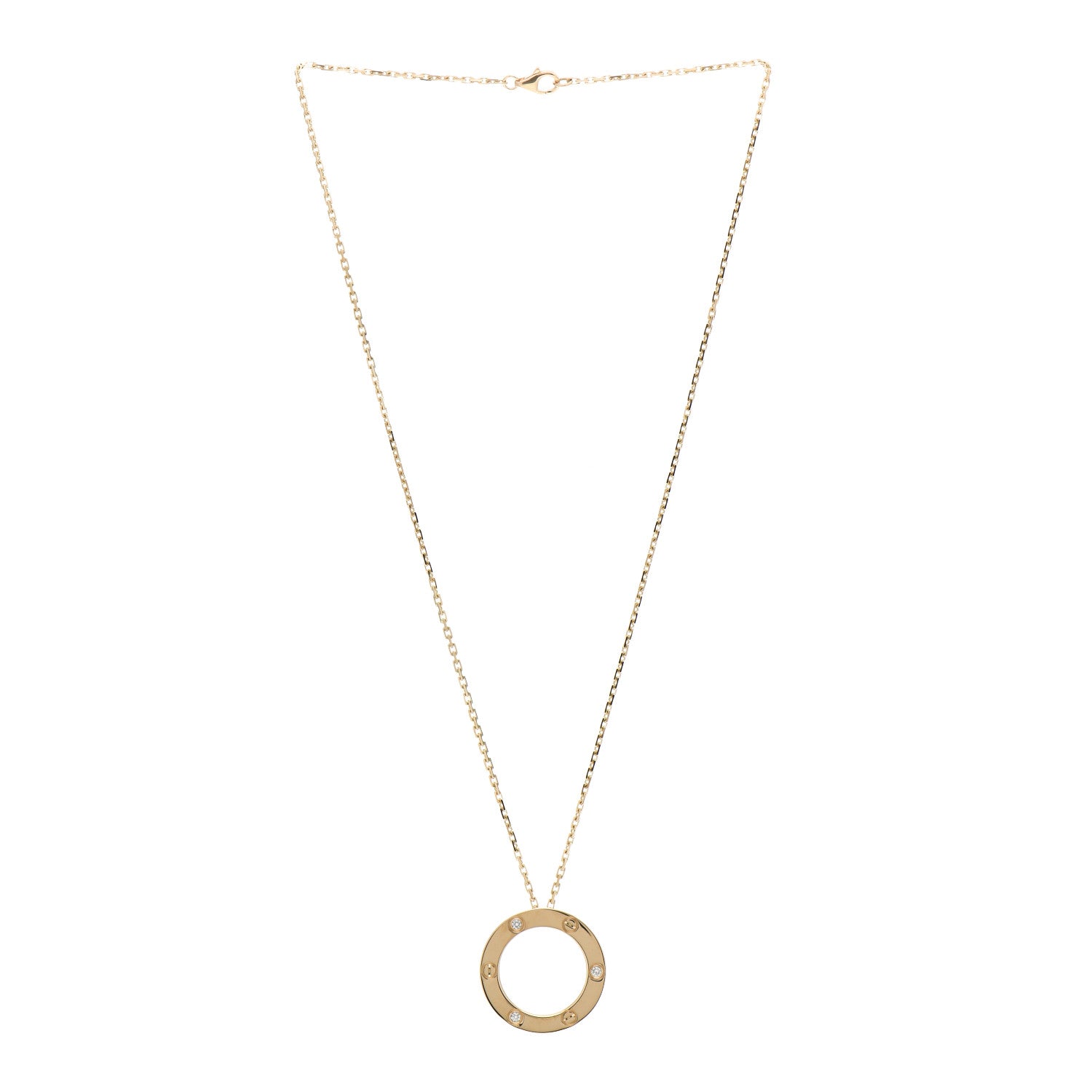 Cartier 18K Yellow Gold 3 Diamonds LOVE Pendant Necklace 3 of 5