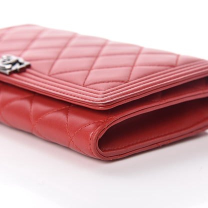 Chanel Lambskin Quilted Boy Wallet On Removable Chain WOC Red 8 of 16