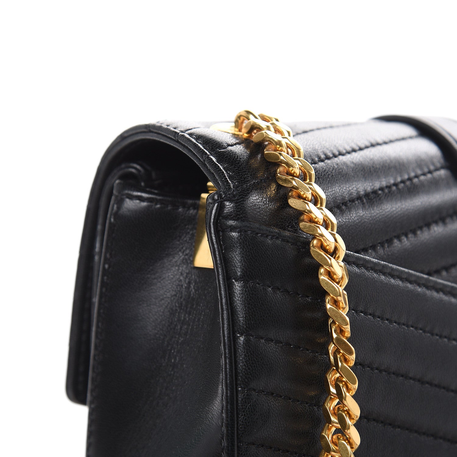 Saint Laurent Lambskin Matelasse Chevron Monogram Small Sulpice Bag Black 12 of 12