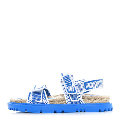 Christian Dior Technical Knit Jute Dioract 10mm Sandals 38 White Blue 1 of 7