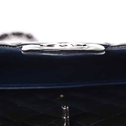 Chanel Patent Quilted Maxi Double Flap Navy Blue 17 of 23