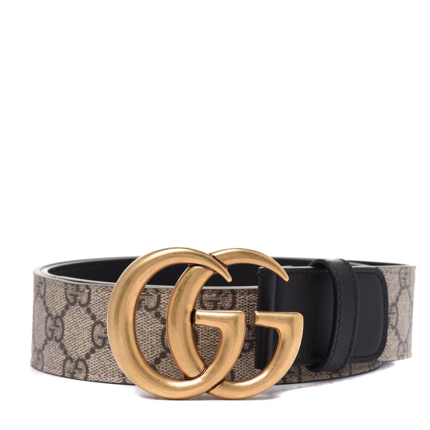 GG Supreme Monogram Matte Plutone Calfskin Double G 40mm Belt 95 38 Beige Ebony Black