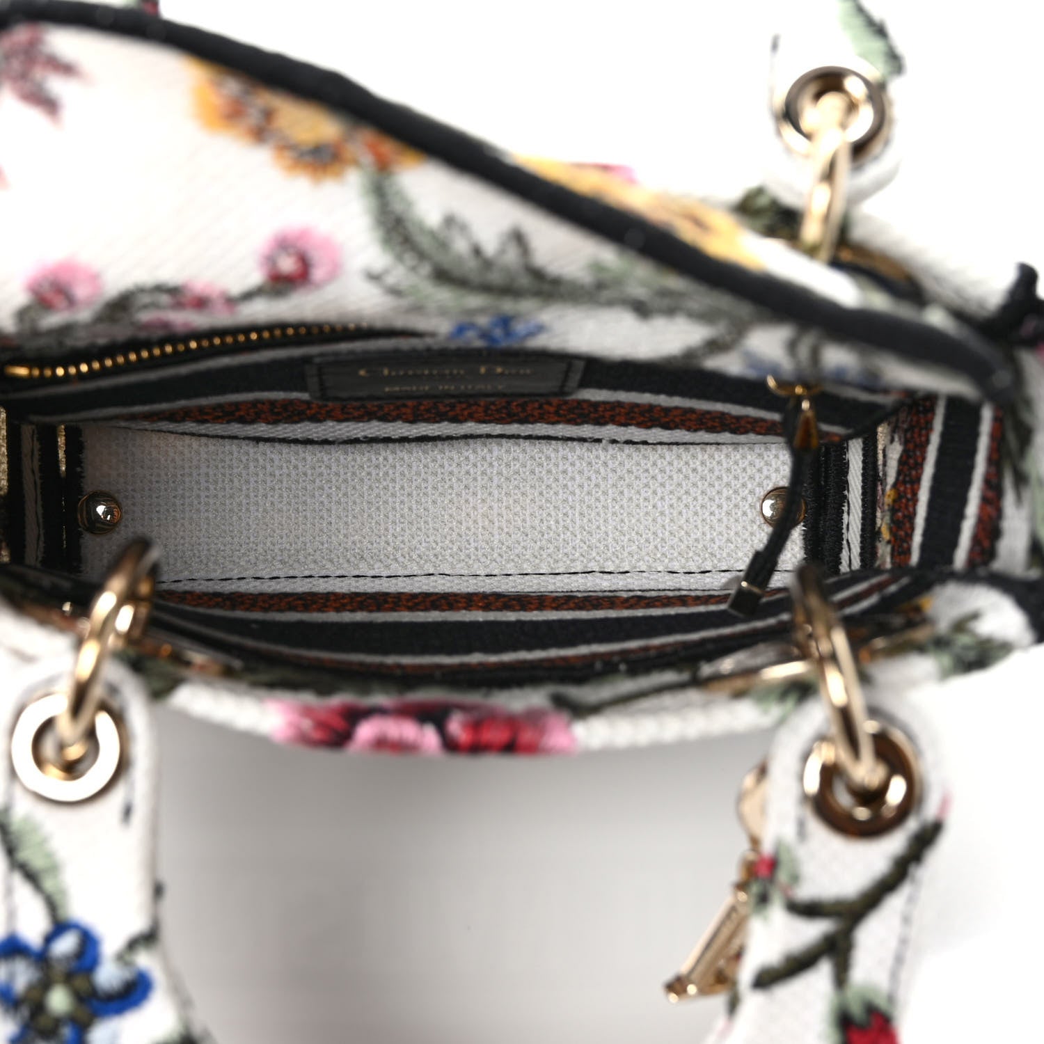 Christian Dior Canvas Petites Fleurs Embroidered Mini Lady D-Lite White Multicolor 5 of 8